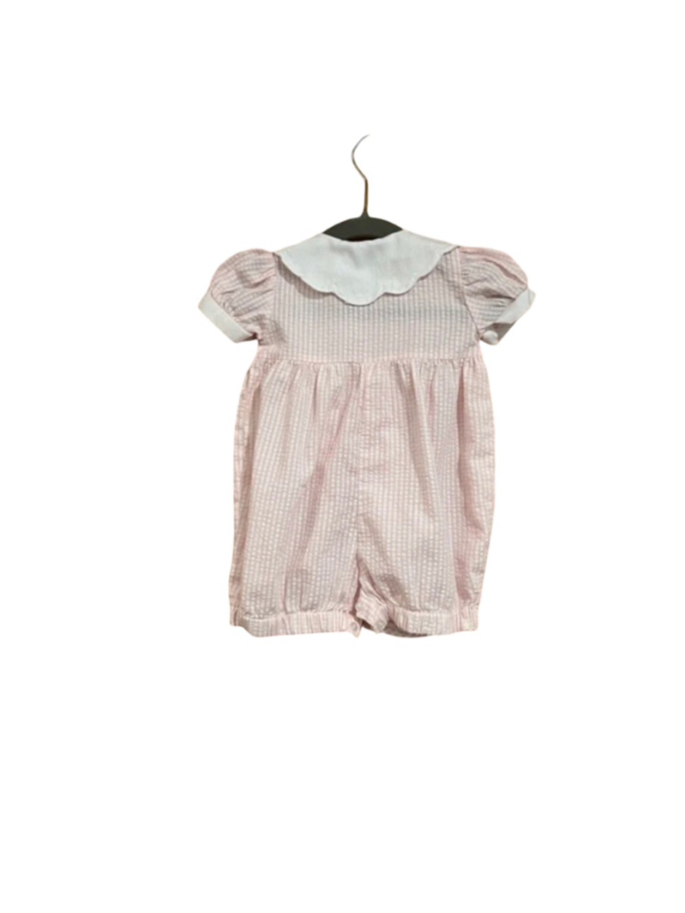 Vintage Friedknit Creations 3M Pink Gingham Smocked Apple Romper